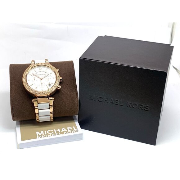 Michael Kors Women's Watch MK5774 Parker Quartz Chronograph Rose Gold White 39mm - Picture 3 of 15
